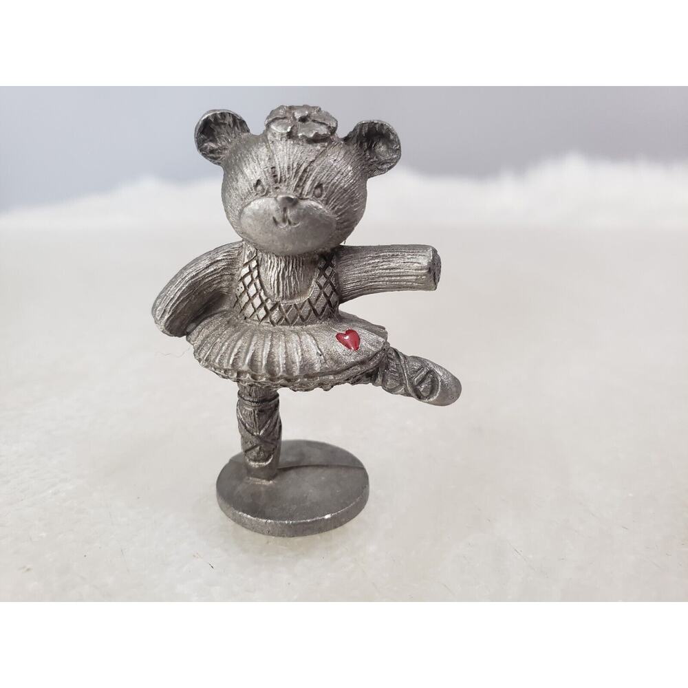 Spoontiques 1984‎ Pewter Miniature Ballerina Teddy Bear Vintage #863 Trinket